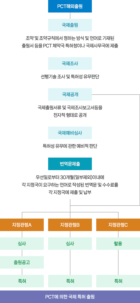 (PCT해외출원)개별국 특허출원 및 PCT에 의한 국제 특허 출원 흐름도